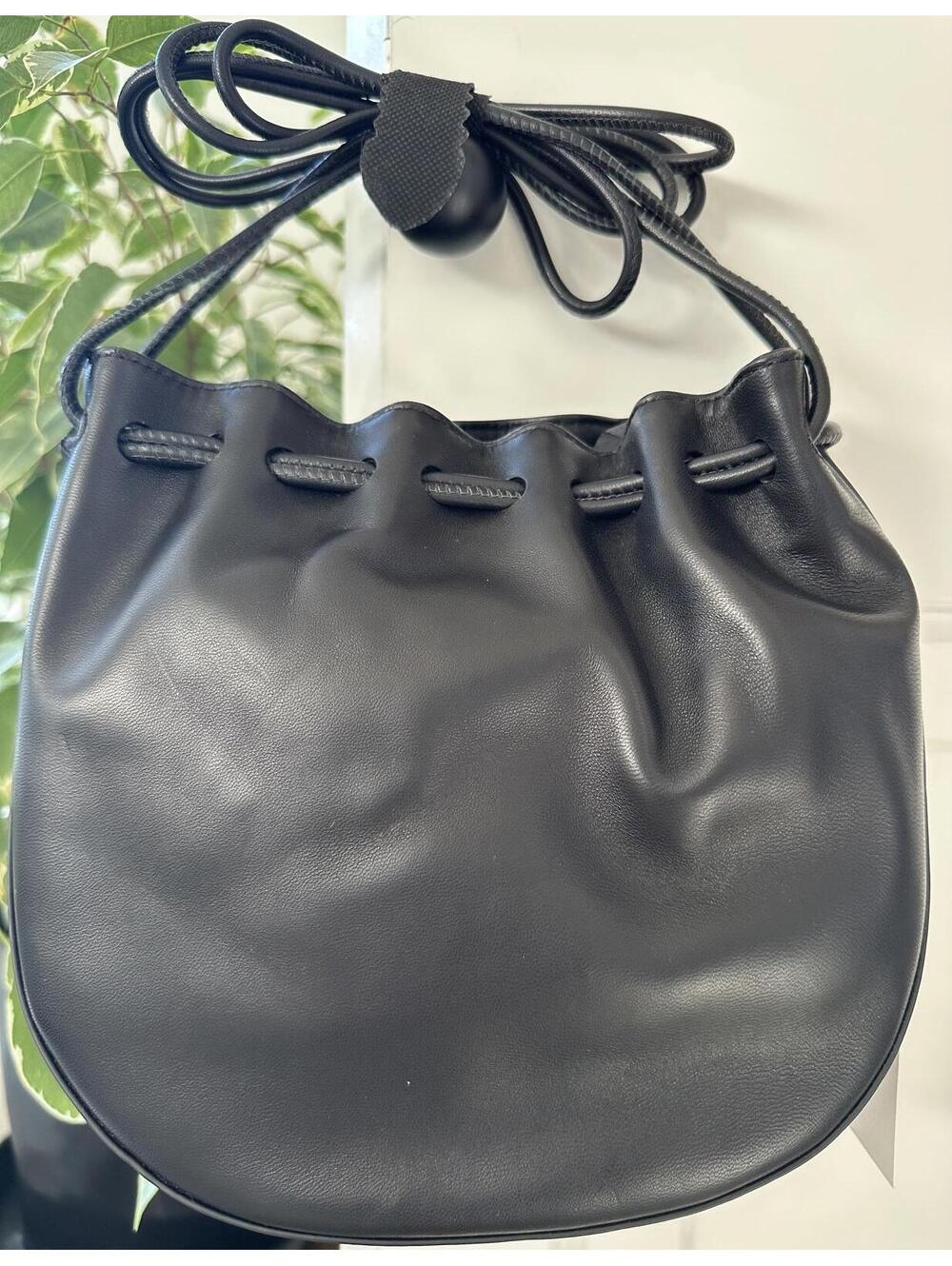 COS Gathered Pouch Bag - Leather NWT Black